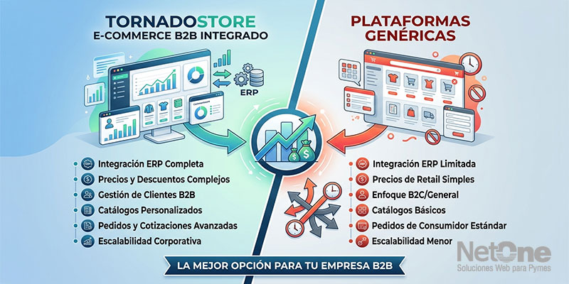 Comparativa Técnica: TornadoStore eCommerce B2B Integrado vs. Plataformas Genéricas