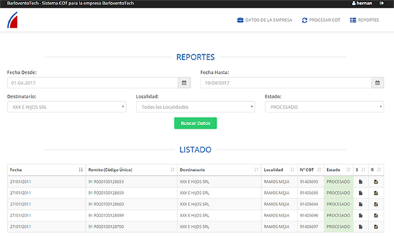 Sistema COT para PYMES - Remito Electrónico